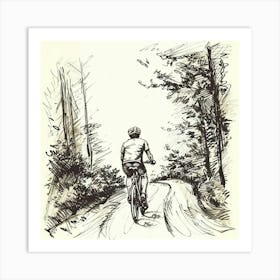 Bicycle Rider In The Woods Art Print