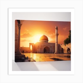 Dreamshaper V7 Al Aqsa Sketch Splash Oil Painting Sunset Backg 0 Art Print