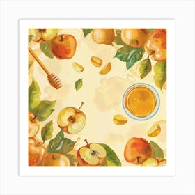 Rosh Hashanah Banner Texture With Apples And Hon 1718395864 1 Art Print