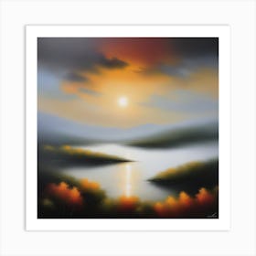 Sunset Over The Lake 1 Art Print