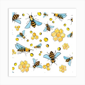 Seamless Pattern Bees Wings Art Print