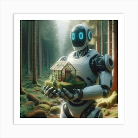 Robot In The Forest 2 Art Print