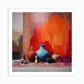 Moroccan Vases And Rugs Art Print