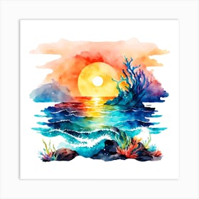 Watercolor Seascape 3 Art Print