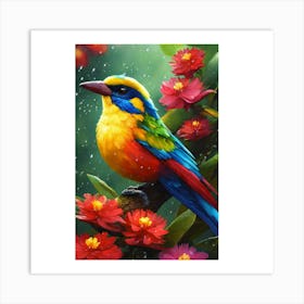 Bird In The Rain Art Print