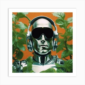 Robot With Headphones 9 Art Print