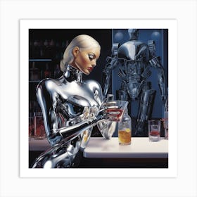 Robot Bartender Art Print