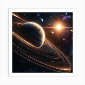 Saturn In Space Art Print