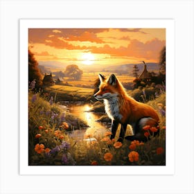 Red Fox At Dusk Art Print