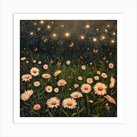 Daisies At Night 1 Art Print