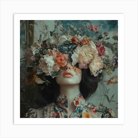 Floral Portrait Of A Woman Art Print