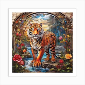 Tiger In The Garden Art Print