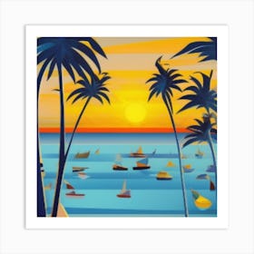 Sunset At The Beach Art Print