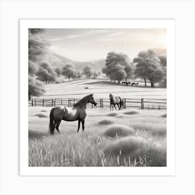 Horses In The Field 26 Art Print