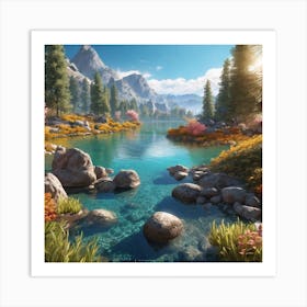 Lake In The Mountains 7 Art Print