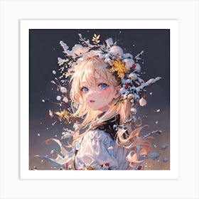 Anime Girl In Snow 1 Art Print