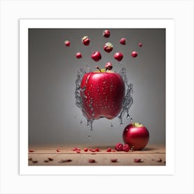 Splash Red Apple Fruit Art Print