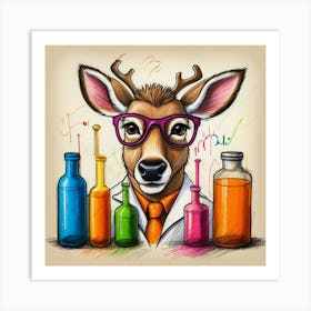 Deer In Glasses 11 Art Print