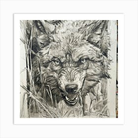 Wolf In The Grass Art Print