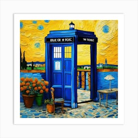 Tardis On The Terrace At Arles - Dr WHO & Van Gogh inspired Art Print 2 Art Print