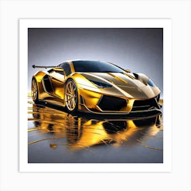 Gold Lamborghini 6 Art Print