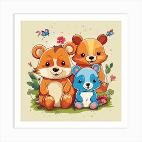 Cute Teddy Bears Art Print