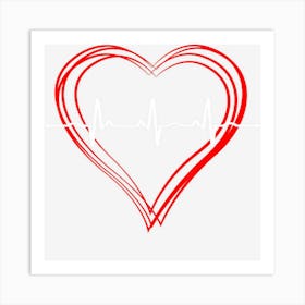 Ekg Heartbeat Love Cardiogram Hollow Ecg Heart Art Print