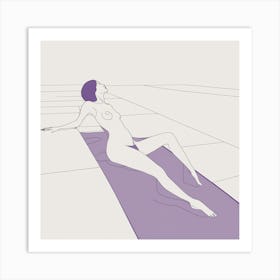 Aphrodisiac, Naked Woman In An Purple Pool, sketch pencil erotic artwork Art Print