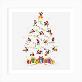 Boxer Santa Hat Ornament Decoration Christmas Tree Lights Art Print