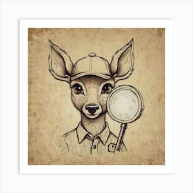 Deer With Magnifying Glass 7 Art Print