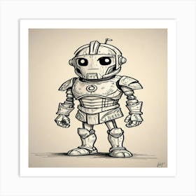 Robot Drawing Art Print