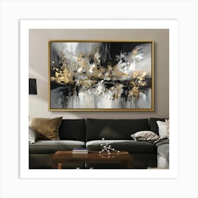 Abstract Gold And Black Painting Art Print