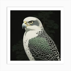 Ohara Koson Inspired Bird Painting Falcon 6 Square Art Print