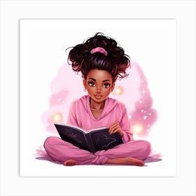 Black Girl Reading A Book Art Print