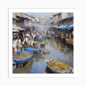 OIL PAINTING FISH VENDORS Art Print