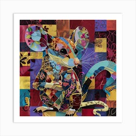 Patchwork Quilted Mouse 1 Art Print