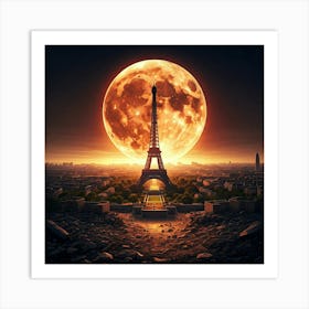 Full Moon In Paris Art Print