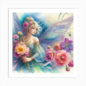 Fairy With Flowers 1 Art Print