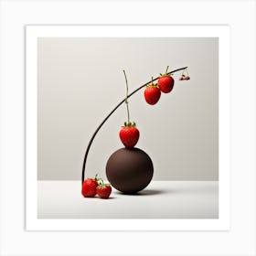 Artjuicebycsaba Chocolate Covered Strawbery Meets Japanese Zen 1 Art Print