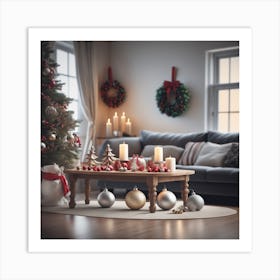 Christmas Tree In Living Room Art Print