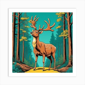 Deer In The Woods 19 Art Print