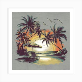 Sunset At The Beach Art Print