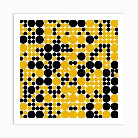 Yellow And Black Dots 1 Art Print