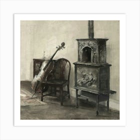 Cello And Stove Art Print