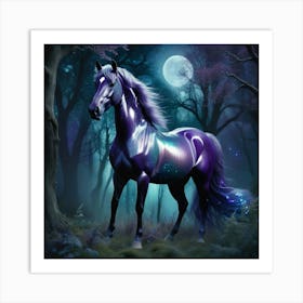 Purple Horse In The Forest 2 Art Print