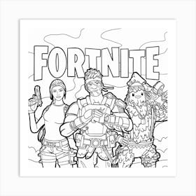 Fortnite Coloring Pages wall Art Print
