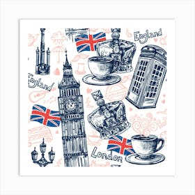 London Seamless Pattern Art Print