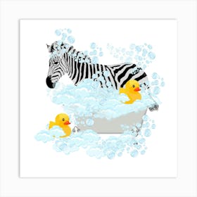 Zebra in the tub 1 Art Print