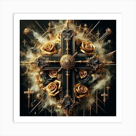 Cross Of Roses Art Print