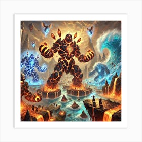 A Scene Depicting The Elemental Constructs Control Art Print